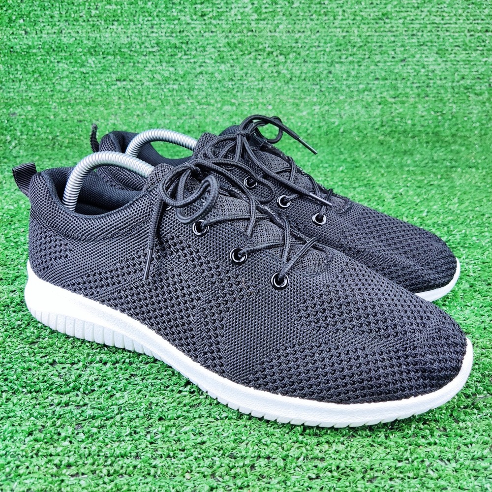 Pro Player Sneakers Women 10 Black Knit Lace Up Athletic Walking Shoes 0899341